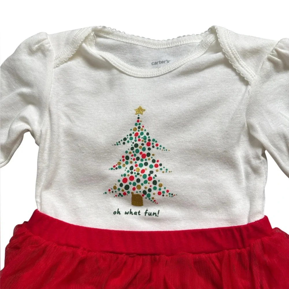 Carter’s 18M Girls Christmas Outfit NWT‎ Red Tutu Leggings Set Holiday Tree